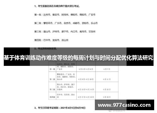 基于体育训练动作难度等级的每周计划与时间分配优化算法研究